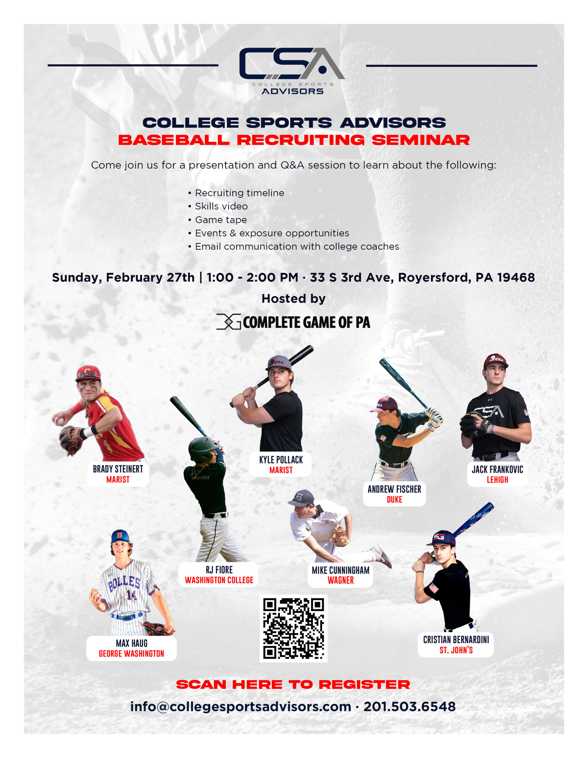 College Sports Advisors Baseball Recruiting Seminar Complete Game of PA